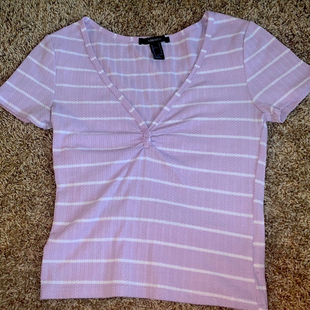 cropped dainty lavender striped top